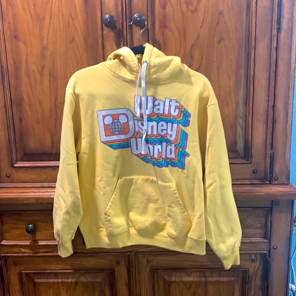 Disney Yellow size Small hooded sweatshirt Amazing condition only line dried.